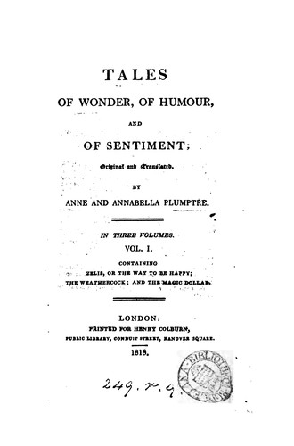 Cover for Tales of wonder, of humour, and of sentiment, by Anne and Annabella Plumptre