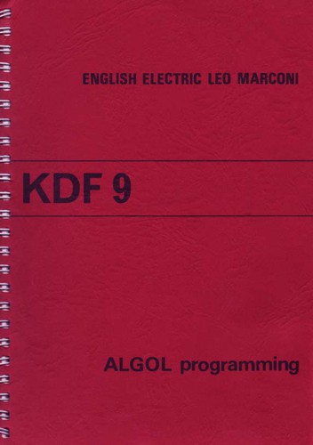 Cover for KDF 9, ALGOL programming.