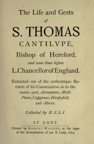 Cover for The life of St. Thomas of Hereford.