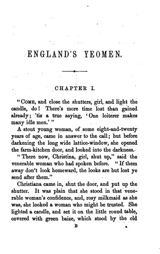 Cover for England's yeomen: From Life in the Nineteenth Century