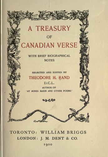 Cover for A treasury of Canadian verse