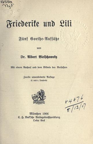 Cover for Friederike und Lili, fünf Goethe-Aufsätze.