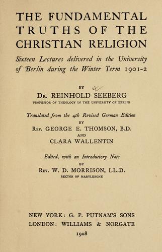 Cover for The fundamental truths of the Christian religion