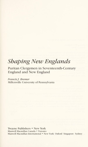 Cover for Shaping New Englands