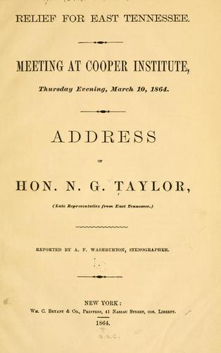 Cover for Relief for East Tennessee.
