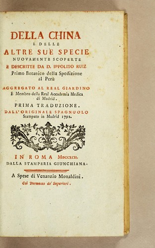 Cover for Della china e delle altre sue specie nuovamente scoperte e descritte