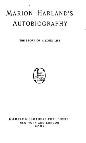 Cover for Marion Harland's autobiography
