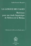 Cover for La langue des sages