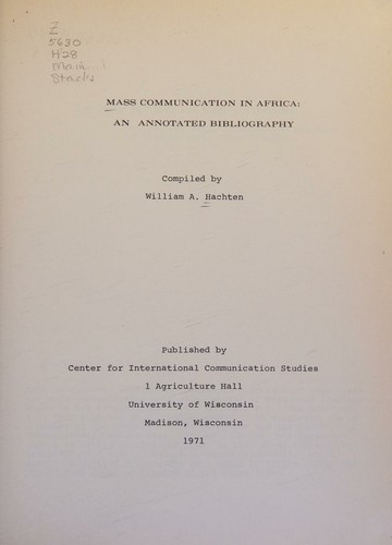 Cover for Mass communication in Africa