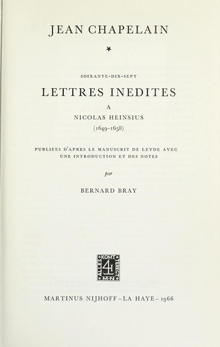 Cover for Soixante-dix-sept lettres inedites a Nicolas Heinsius (1649-1658)