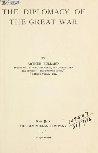 Cover for The diplomacy of the Great War.