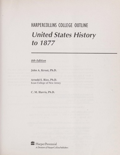 Cover for UnitedStates history to 1877