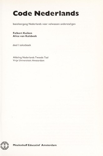 Cover for Code Nederlands