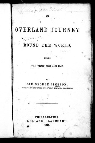 Cover for An overland journey round the world, during the years 1841 and 1842
