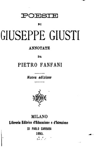 Cover for Poesie di Giuseppe Giusti