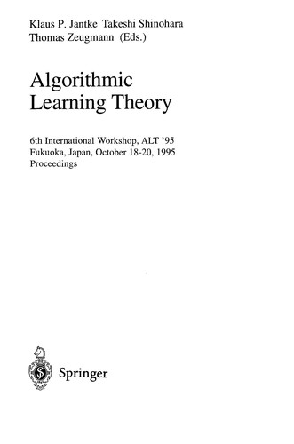 Cover for Algorithmic learning theory