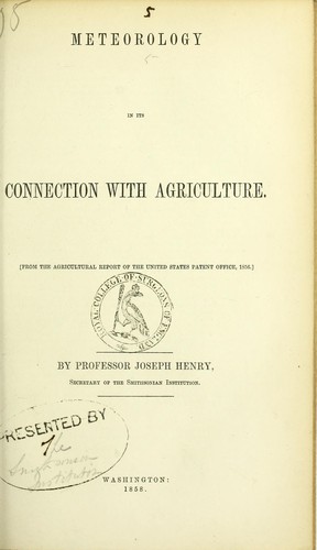 Cover for Meteorology in its connection with agriculture