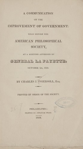 Cover for A communication on the improvement of government