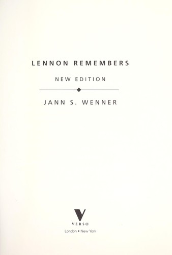 Cover for Lennon remembers