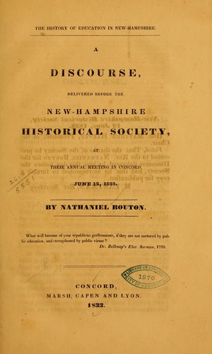 Cover for The history of education in New-Hampshire.