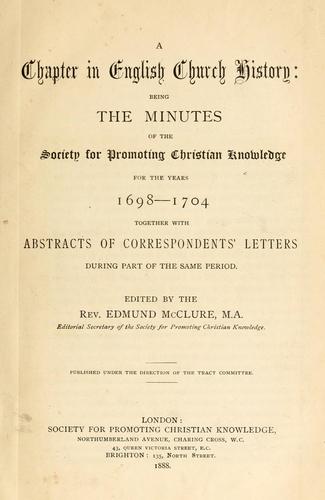 Cover for A chapter in English church history