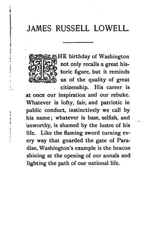 Cover for James Russell Lowell: An Address