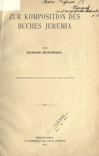 Cover for Zur Komposition des Buches Jeremia