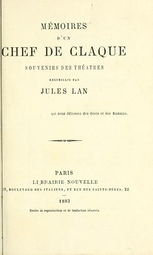 Cover for Mémoires d'un chef de claque