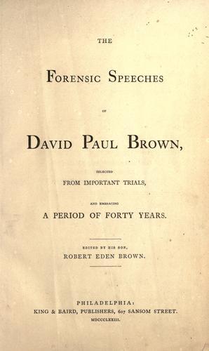 Cover for Forensic speeches
