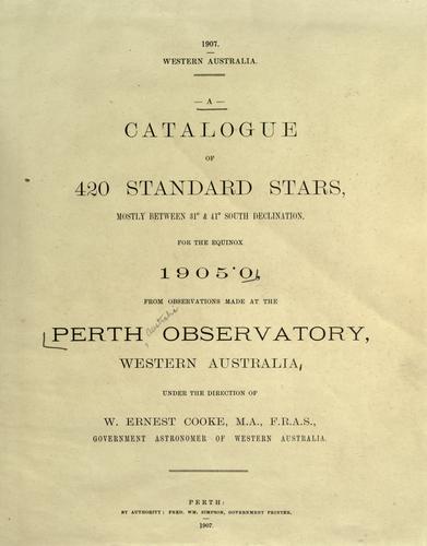 Cover for A catalogue of 420 standard stars