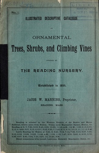 Cover for Illustrated descriptive catalogue of ornamental trees, shrubs, and climbing vines offered by the Reading Nursery