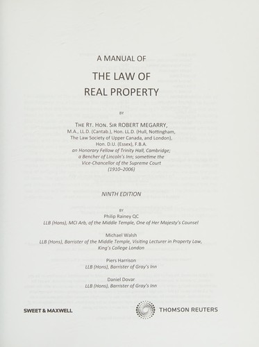Cover for Megarry's manual of the law of real property