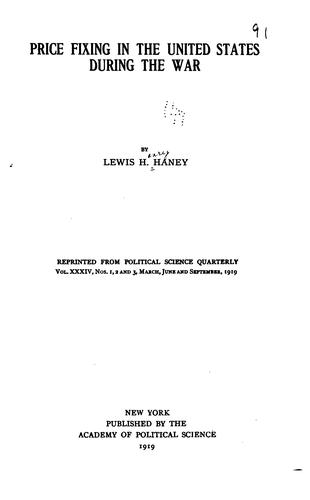 Cover for Price fixing in the United States during the war