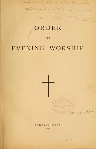 Cover for Order for evening worship