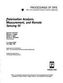 Cover for Polarization analysis, measurement, and remote sensing III