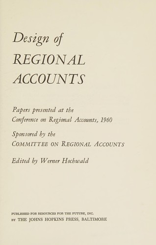 Cover for Design of Regional Account (RFF Press)