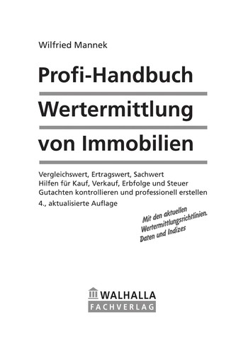 Cover for Profi-Handbuch Wertermittlung von Immobilien
