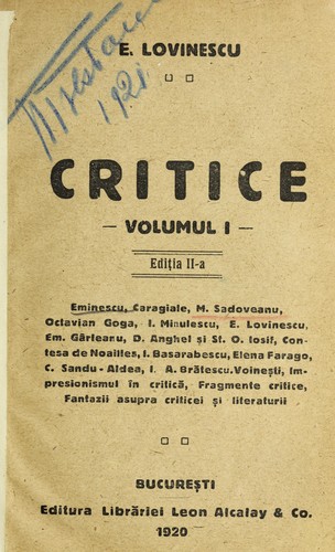 Cover for Critice