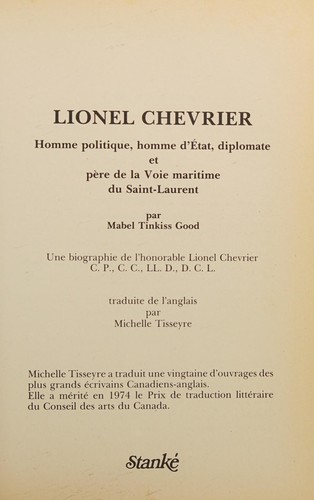 Cover for Lionel Chevrier