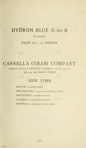 Cover for Hydron blue G and R, patented paste 20% and powder