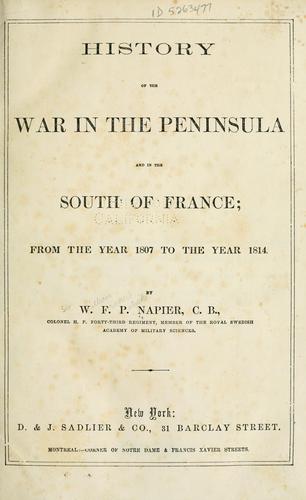 Cover for History of the war in the Peninsula and the south of France