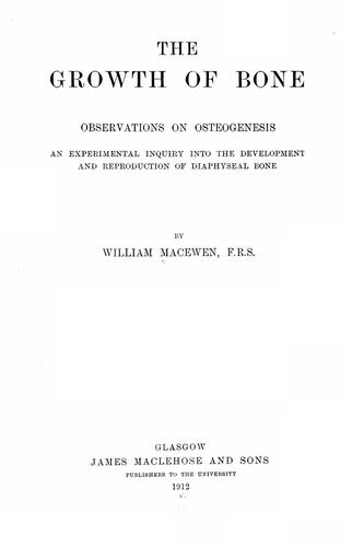 Cover for The growth of bone