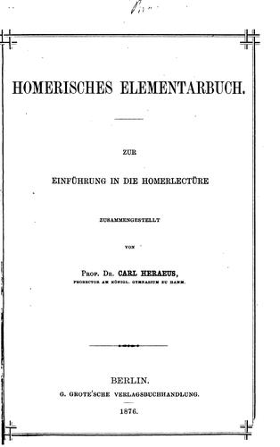 Cover for Homerisches Elementarbuch zur Einführung in die Homerlectüre