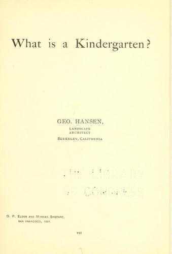Cover for What is a kindergarten?