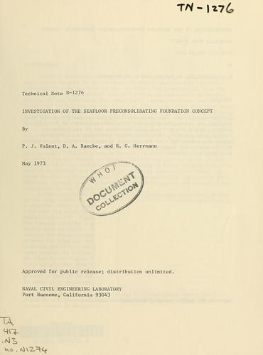 Cover for Investigation of the seafloor preconsolidating foundation concept