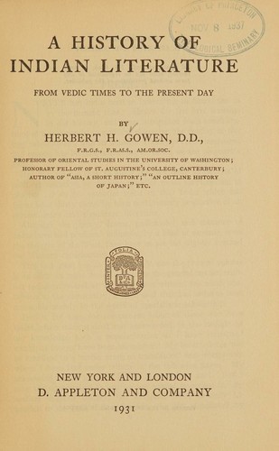 Cover for A history of Indian literature from Vedic times to the present day