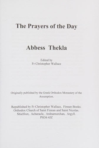 Cover for Prayers of the Day in the Orthodox Church