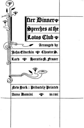 Cover for Speeches at the Lotos Club