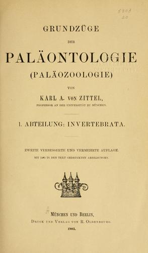 Cover for Grundzüge der Paläontologie (Paläozoologie)