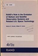 Cover for Rand's role in the evolution of balloon and satellite observation systems and related U.S. space technology